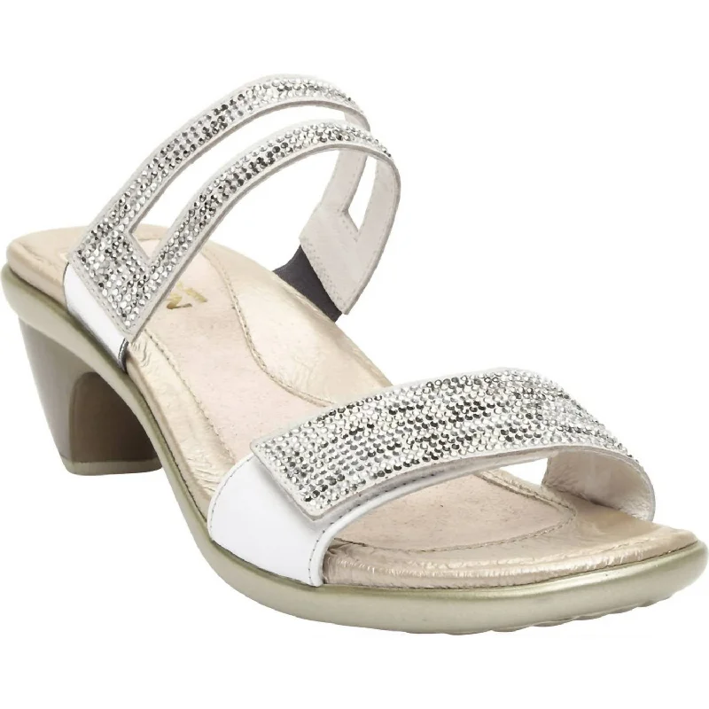 Women's Leather - Strapped Sandals with a Braided Detail in Brown for a Rustic AppealTemper Slide Sandal In White Pearl Leather/white Mult