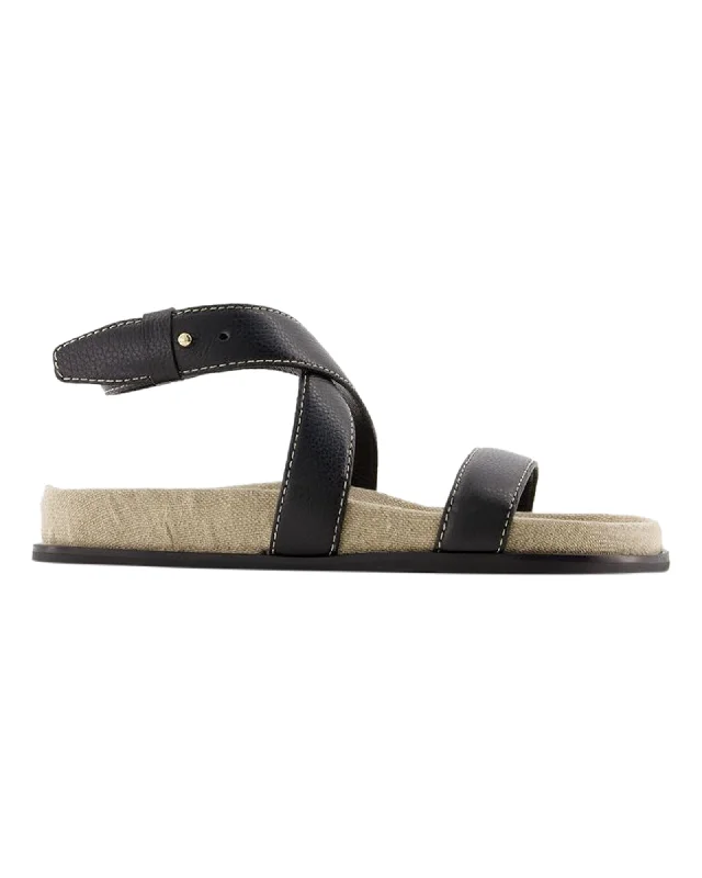 Waterproof Women's Rubber Beach Sandals with Arch Support in Blue for Water ActivitiesThe Chunky Sandals - TOTEME - Leather - Black