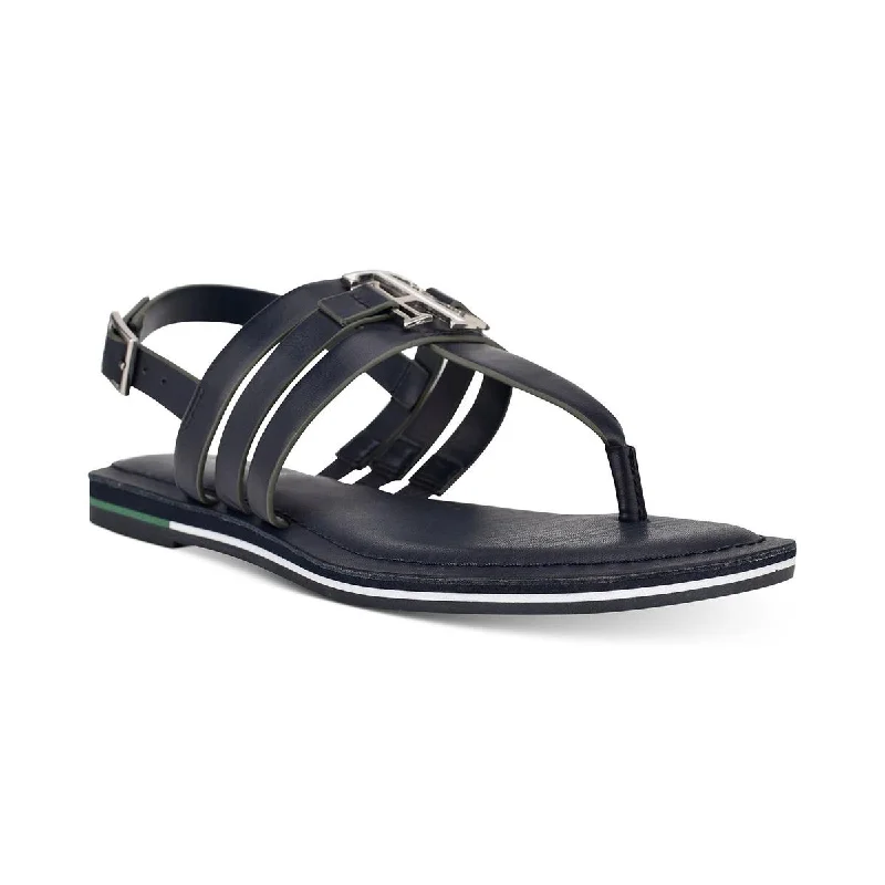 Waterproof Women's Rubber Beach Sandals with Arch Support in Blue for Water ActivitiesTommy Hilfiger Womens Sherlie Strappy Slingback Thong Sandals
