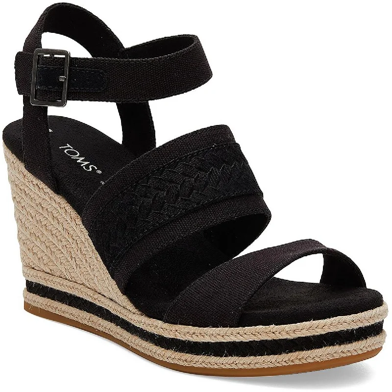 Women's Strappy Gladiator Sandals with Buckle Closures in Tan for a Boho LookToms Womens Madelyn Strappy Buckle Wedge Sandals