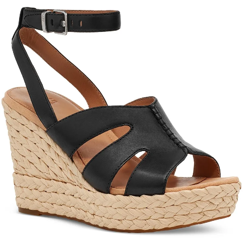 Women's Cork - Soled Espadrille Sandals with a Rope - Trimmed Upper in Navy for a Summer VibeUgg Womens Careena Leather Open Toe Wedge Sandals Women's Cork - Soled Espadrille Sandals with a Rope - Trimmed Upper in Navy for a Summer VibeUgg Womens Careena Leather Open Toe Wedge Sandals