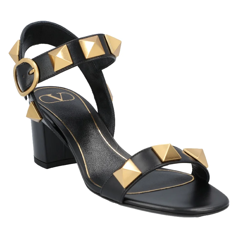 Women's Ankle - Strap Sandals with a Block Heel in Red for a Sophisticated StyleValentino Roman Stud Sandals Black Women's Ankle - Strap Sandals with a Block Heel in Red for a Sophisticated StyleValentino Roman Stud Sandals Black