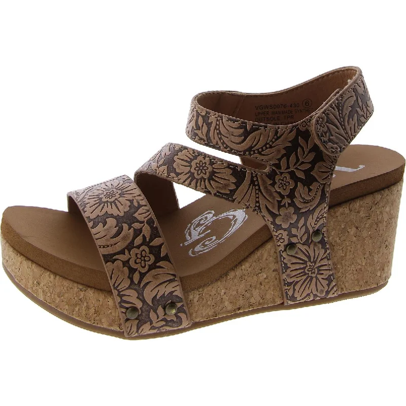 Women's Rhinestone - Embellished Open - Toe Sandals in Silver for a Glamorous Party LookVery G Womens Casper Tooled Floral Print Wedges Ankle Strap Women's Rhinestone - Embellished Open - Toe Sandals in Silver for a Glamorous Party LookVery G Womens Casper Tooled Floral Print Wedges Ankle Strap