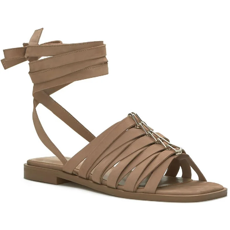 Women's Strappy Gladiator Sandals with Buckle Closures in Tan for a Boho LookVince Camuto Womens Levelinn Suede Slides Strappy Sandals