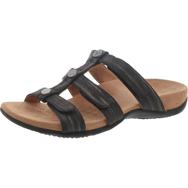Elastic - Strap Women's Sandals with a Padded Toe in Teal for Easy On - and - OffVionic Womens Amber Faux Leather Shimmer Slide Sandals Elastic - Strap Women's Sandals with a Padded Toe in Teal for Easy On - and - OffVionic Womens Amber Faux Leather Shimmer Slide Sandals