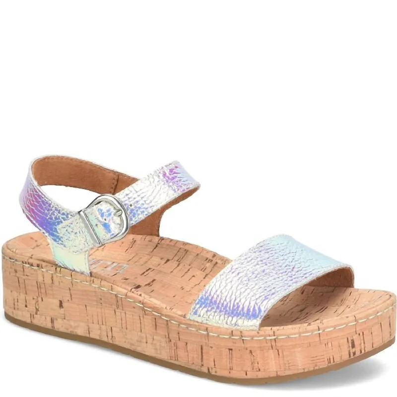 Sustainable Women's Recycled Material Sandals in Beige for Eco - Conscious ShoppersWomen Sari Sandal In Silver