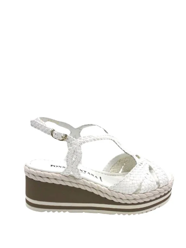 Women's Strappy Gladiator Sandals with Buckle Closures in Tan for a Boho LookWomen's Braided Platform Wedge Sandal In White Women's Strappy Gladiator Sandals with Buckle Closures in Tan for a Boho LookWomen's Braided Platform Wedge Sandal In White