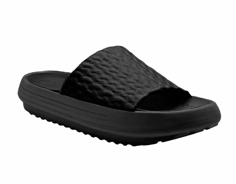 Women's Cork - Soled Espadrille Sandals with a Rope - Trimmed Upper in Navy for a Summer VibeWomen's Camden Slide Sandal In Jet