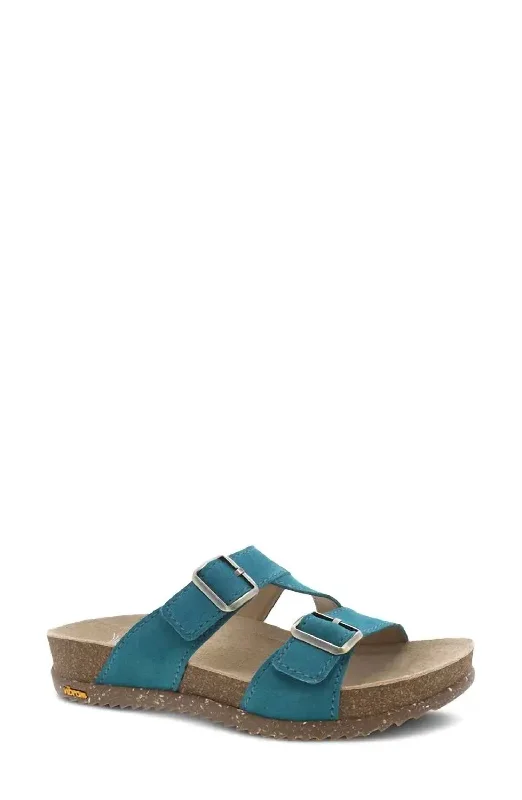 Anti - Slip Women's Sandals with a Grooved Sole in Green for Outdoor AdventuresWomen's Dayna Sandals - Medium In Teal Suede