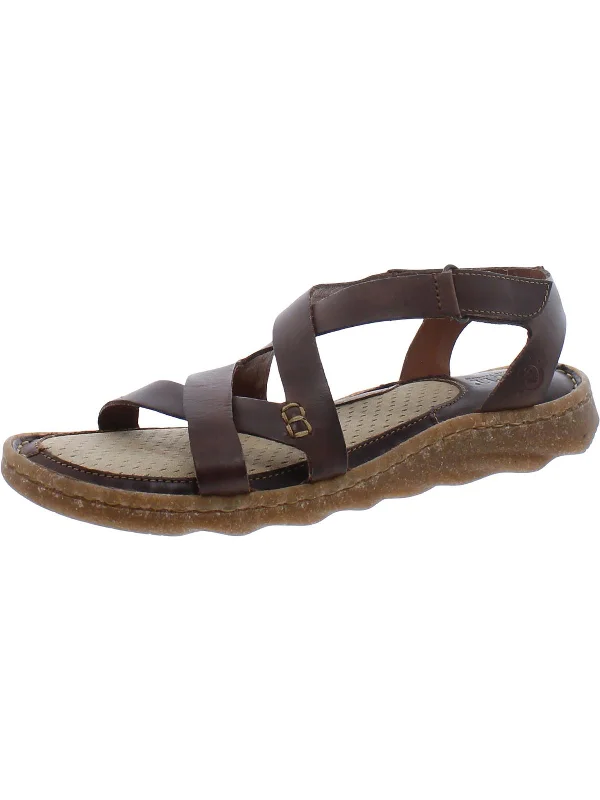 Anti - Slip Women's Sandals with a Grooved Sole in Green for Outdoor AdventuresWomens Leather Ankle Strap Slingback Sandals