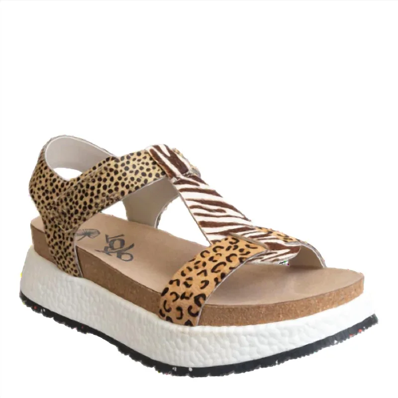 Anti - Slip Women's Sandals with a Grooved Sole in Green for Outdoor AdventuresWomen's Mend Platform Sandals In Animal Print