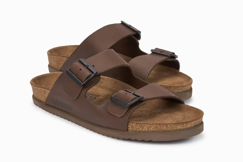 Women's Sandals with a Glitter - Coated Strap in Gold for a Sparkly Summer OutfitWomen's Nerio Sandals In Dark Brown