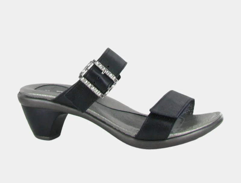 Women's Leather - Strapped Sandals with a Braided Detail in Brown for a Rustic AppealWomen's Recent Heeled Slide Sandal In Black