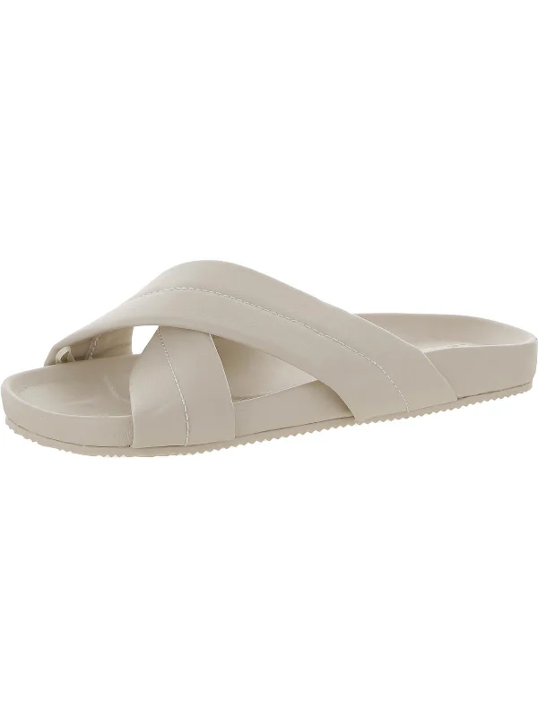 Women's Flat Slide Sandals with a Memory Foam Insole in White for All - Day ComfortWomen's Flat Slide Sandals with a Memory Foam Insole in White for All - Day ComfortWomens Slip on Footbed Sandals
