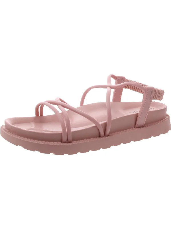 Elastic - Strap Women's Sandals with a Padded Toe in Teal for Easy On - and - OffWomens Strappy Casul Flatform Sandals