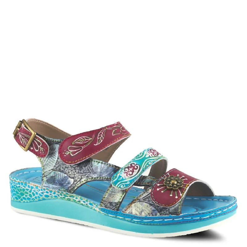 Women's Sandals with a Wedge Heel and a Tassel Detail in Orange for a Trendy LookWomen's Sumacah Sandals In Aqua Multi