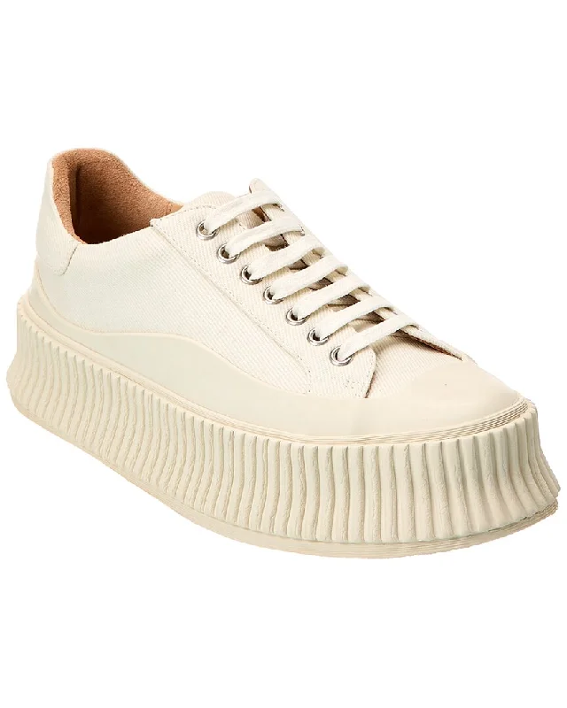 Chunky - Sole Women's Platform Sneakers in White for a Trendy Street Style LookJil Sander Logo Canvas Sneaker Chunky - Sole Women's Platform Sneakers in White for a Trendy Street Style LookJil Sander Logo Canvas Sneaker