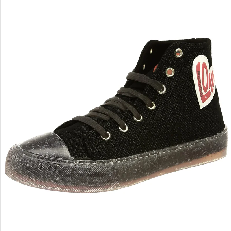 Lace - Up Women's Athletic Sneakers with Shock - Absorbing Midsoles for Intense WorkoutsLove Moschino Women's Black Canvas Heart Lace Up Hi Top Sneakers Lace - Up Women's Athletic Sneakers with Shock - Absorbing Midsoles for Intense WorkoutsLove Moschino Women's Black Canvas Heart Lace Up Hi Top Sneakers
