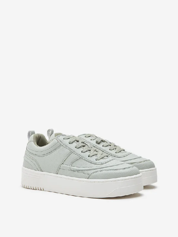 Retro - Style Women's Sneakers in Pastel Colors for a Nostalgic and Fashionable VibeLUNA BLU Mint Textured Chunky Lace-Up Sneakers