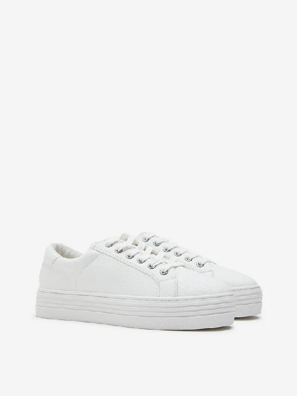 Low - Top Women's Tennis Sneakers in Bright Neon for a Pop of Color on the CourtLUNA BLU White Textured Lace-Up Sneakers Low - Top Women's Tennis Sneakers in Bright Neon for a Pop of Color on the CourtLUNA BLU White Textured Lace-Up Sneakers