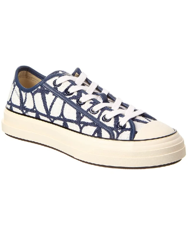 Women's Sneakers with Hidden Wedges for a Subtle Height Boost and Added StyleValentino Toile Iconographe Leather-Trim Sneaker Women's Sneakers with Hidden Wedges for a Subtle Height Boost and Added StyleValentino Toile Iconographe Leather-Trim Sneaker