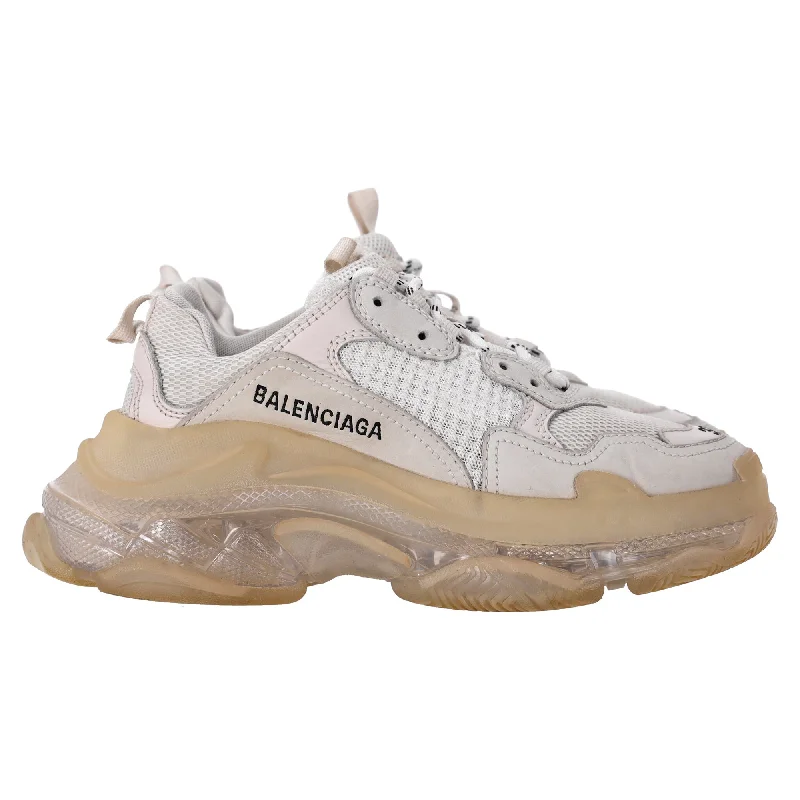 Water - Resistant Women's Hiking Sneakers with Traction Outsoles for Outdoor AdventuresBalenciaga Clear Sole Triple S Sneakers in White Polyester Water - Resistant Women's Hiking Sneakers with Traction Outsoles for Outdoor AdventuresBalenciaga Clear Sole Triple S Sneakers in White Polyester