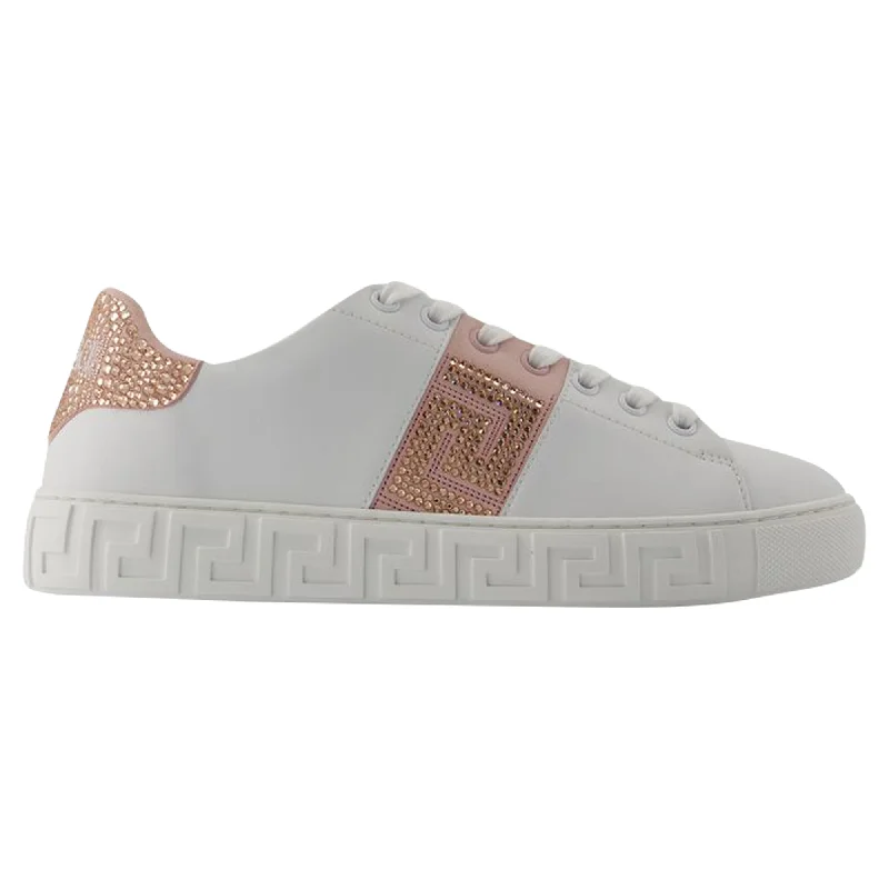 Low - Top Women's Tennis Sneakers in Bright Neon for a Pop of Color on the CourtSneakers - Versace - Cotton - White/Pink Low - Top Women's Tennis Sneakers in Bright Neon for a Pop of Color on the CourtSneakers - Versace - Cotton - White/Pink