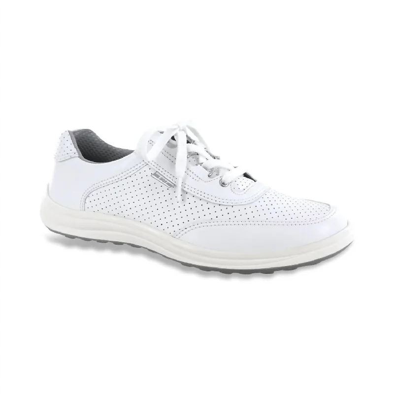 Low - Top Women's Tennis Sneakers in Bright Neon for a Pop of Color on the CourtWomen's Sporty Lux Sneaker - Medium In White Perf Low - Top Women's Tennis Sneakers in Bright Neon for a Pop of Color on the CourtWomen's Sporty Lux Sneaker - Medium In White Perf
